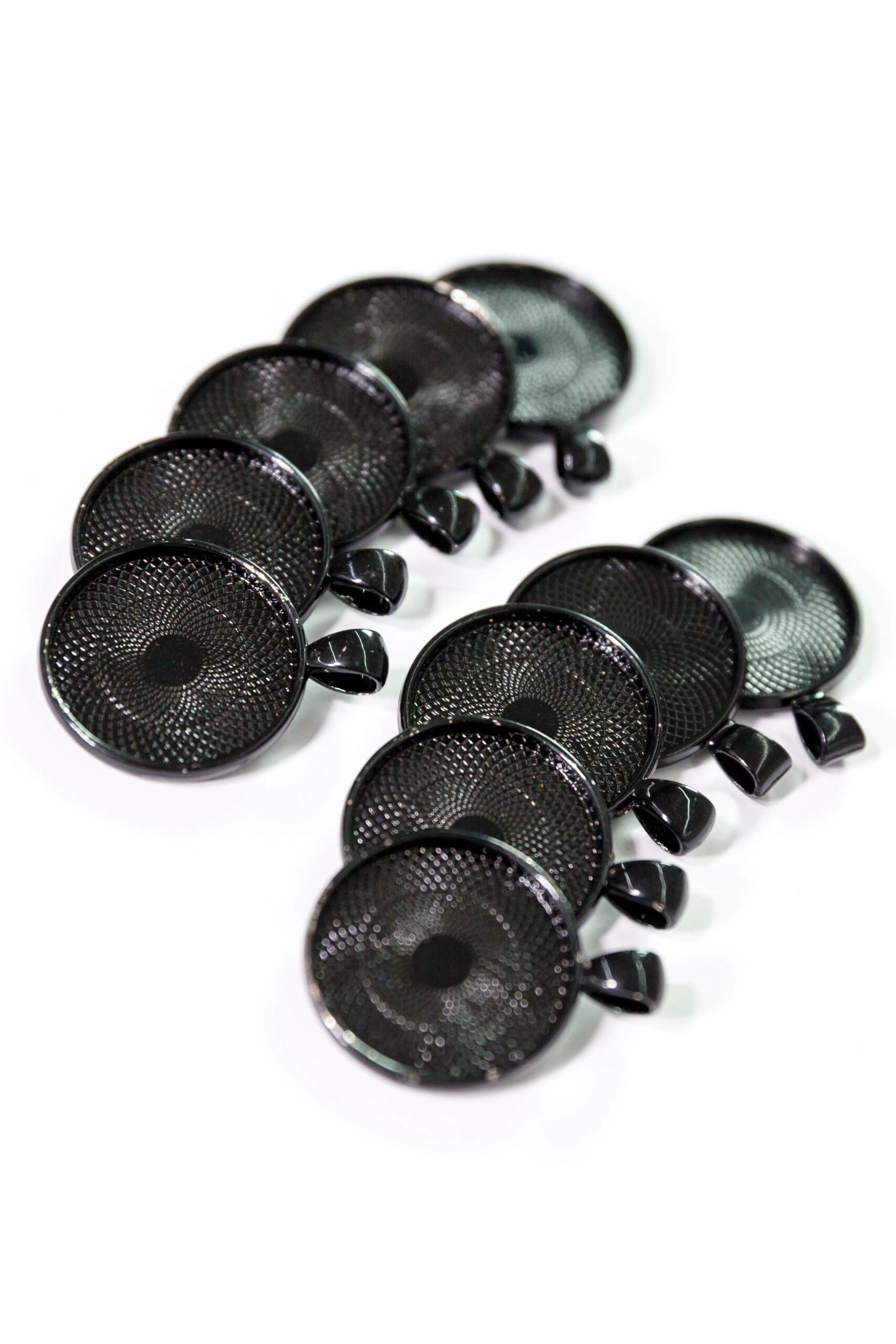 Cabochon Anhängerfassung schwarz rund 25 mm 10 Stück