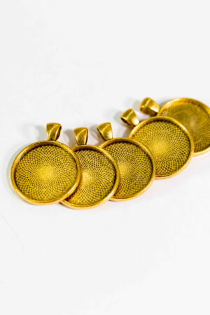 Cabochon Anhängerfassung gold rund 25 mm 5 Stück