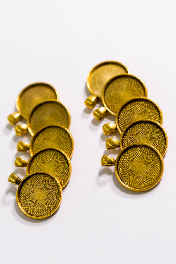 Cabochon Anhängerfassung gold rund 25 mm 10 Stück